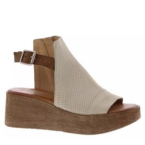 Miz Mooz Giselle Platform Leather Wedge Sandal - Cream Women’s Size 40